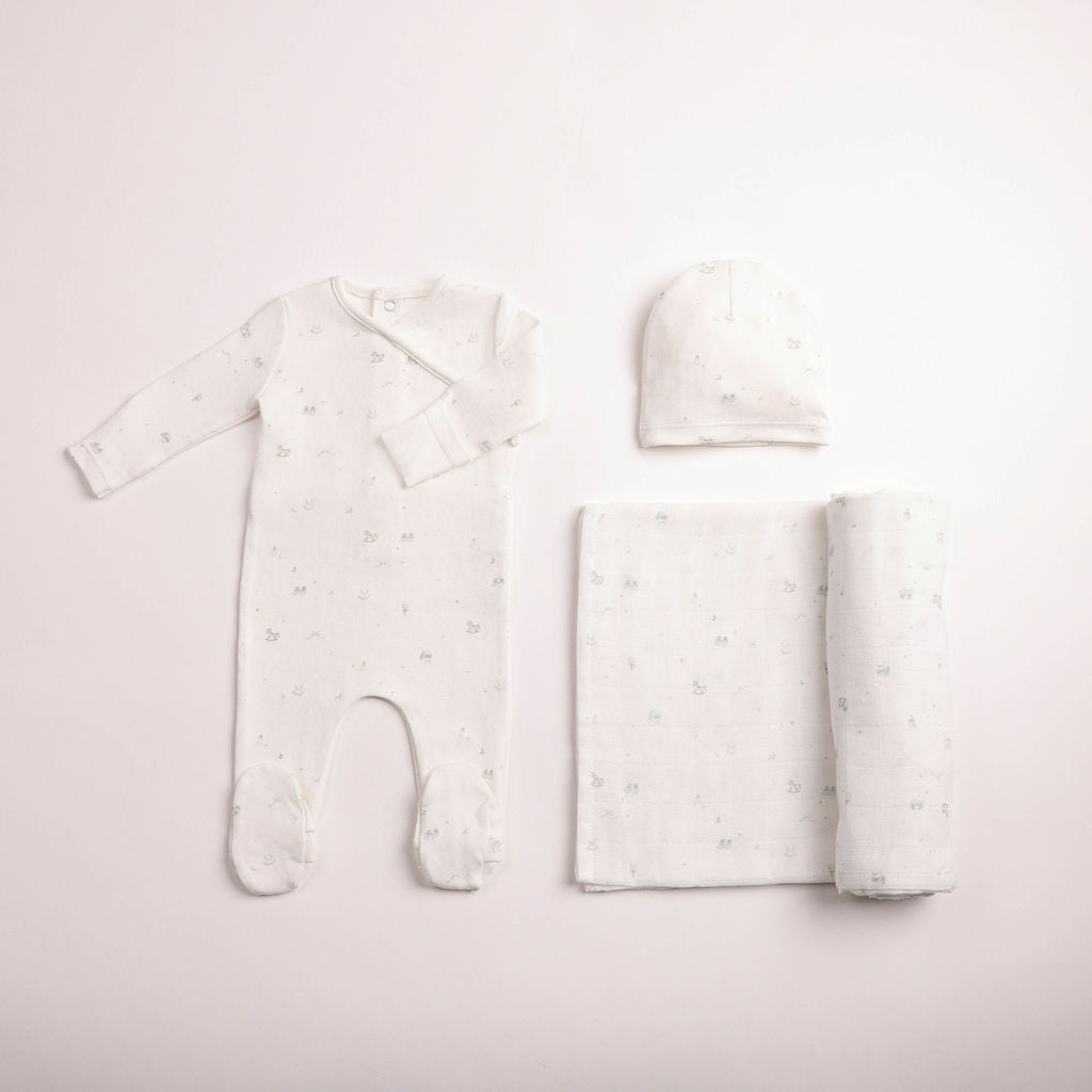 All Things Baby Printed Footie - chalk-white-boys