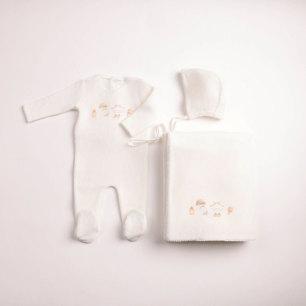 All Things Baby Velour Footie - chalk-white-girls