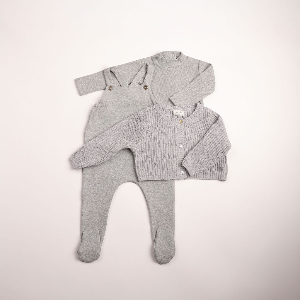 Chenille Cardigan Overall - mid-grey