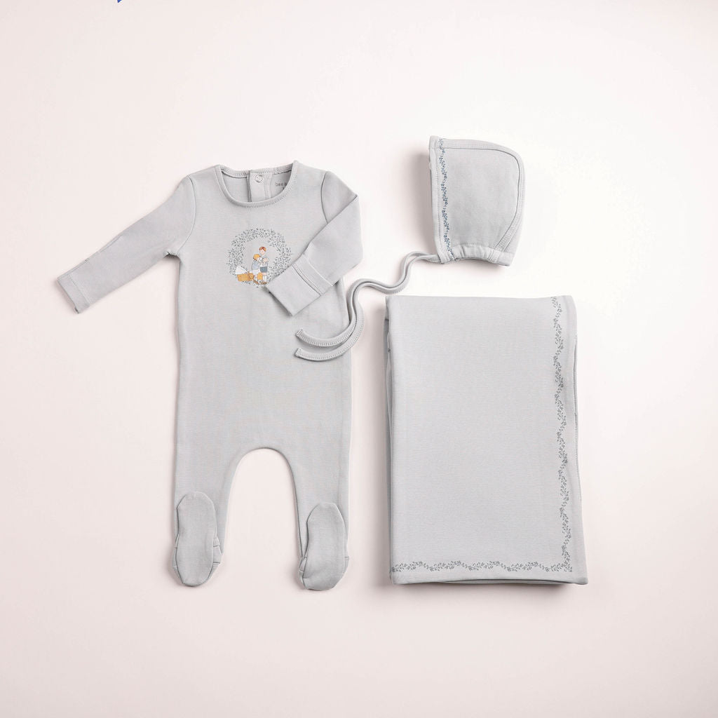 Cradle Scene Footie - crisp-blue