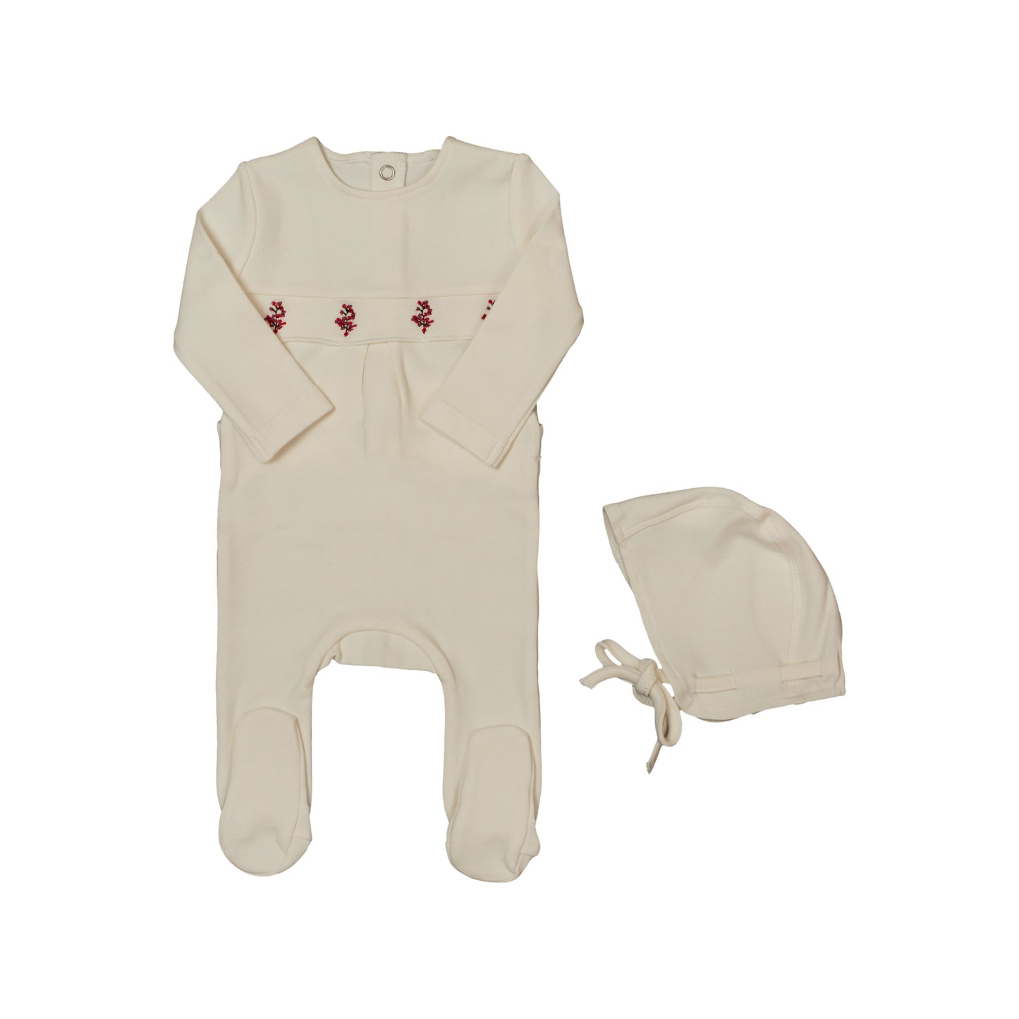 Embroidered Gather Footie