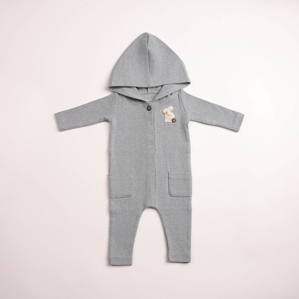 Fuzzy Bunny Hooded Romper - santorini-blue
