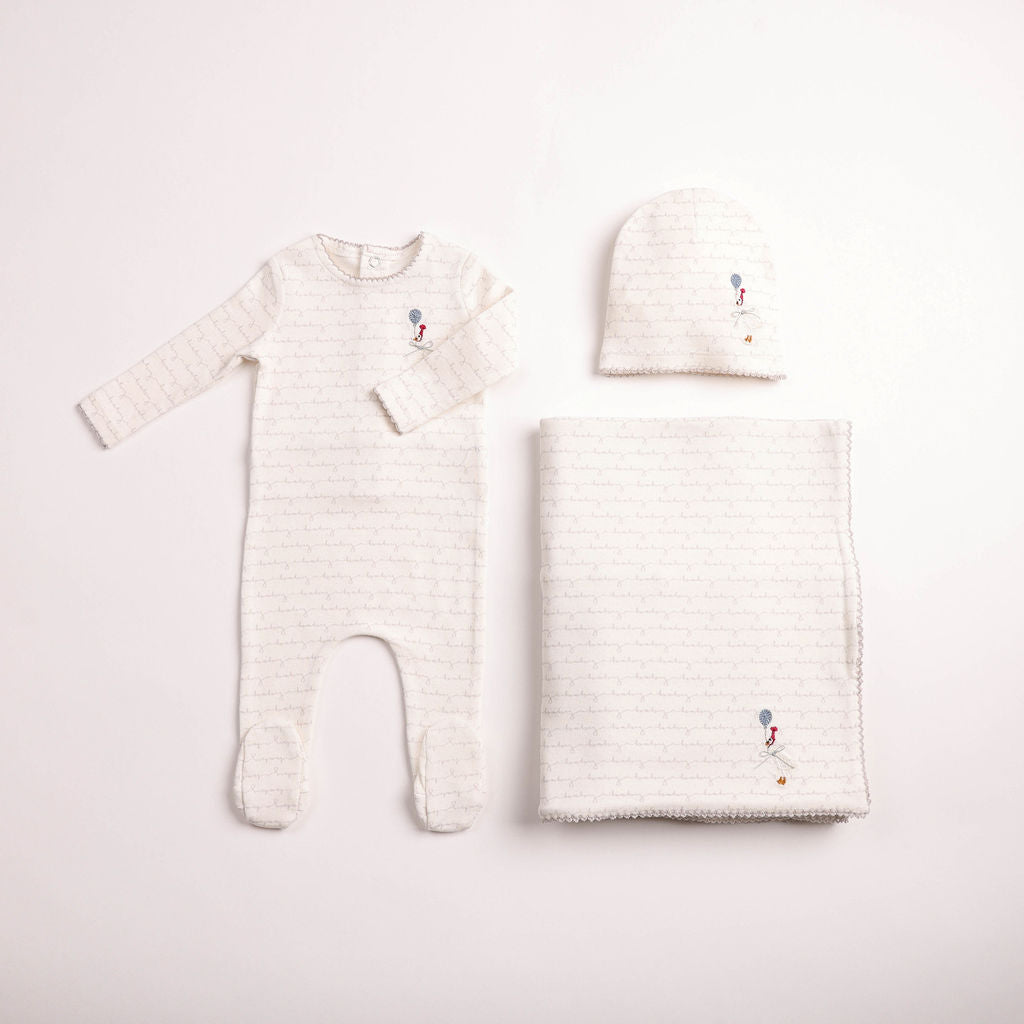 Goose on Script Footie - Linen Boys