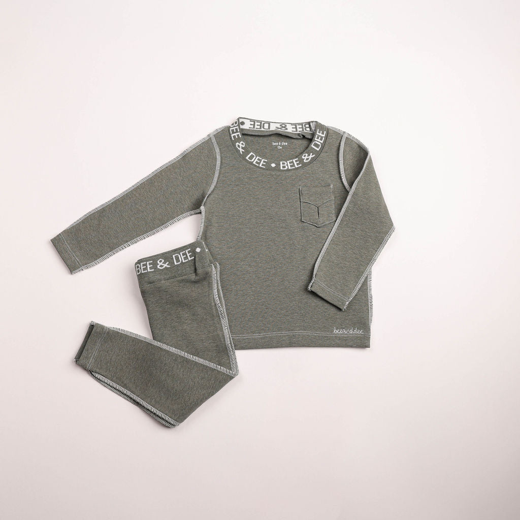 Heathered Seam Loungewear - hunter-green