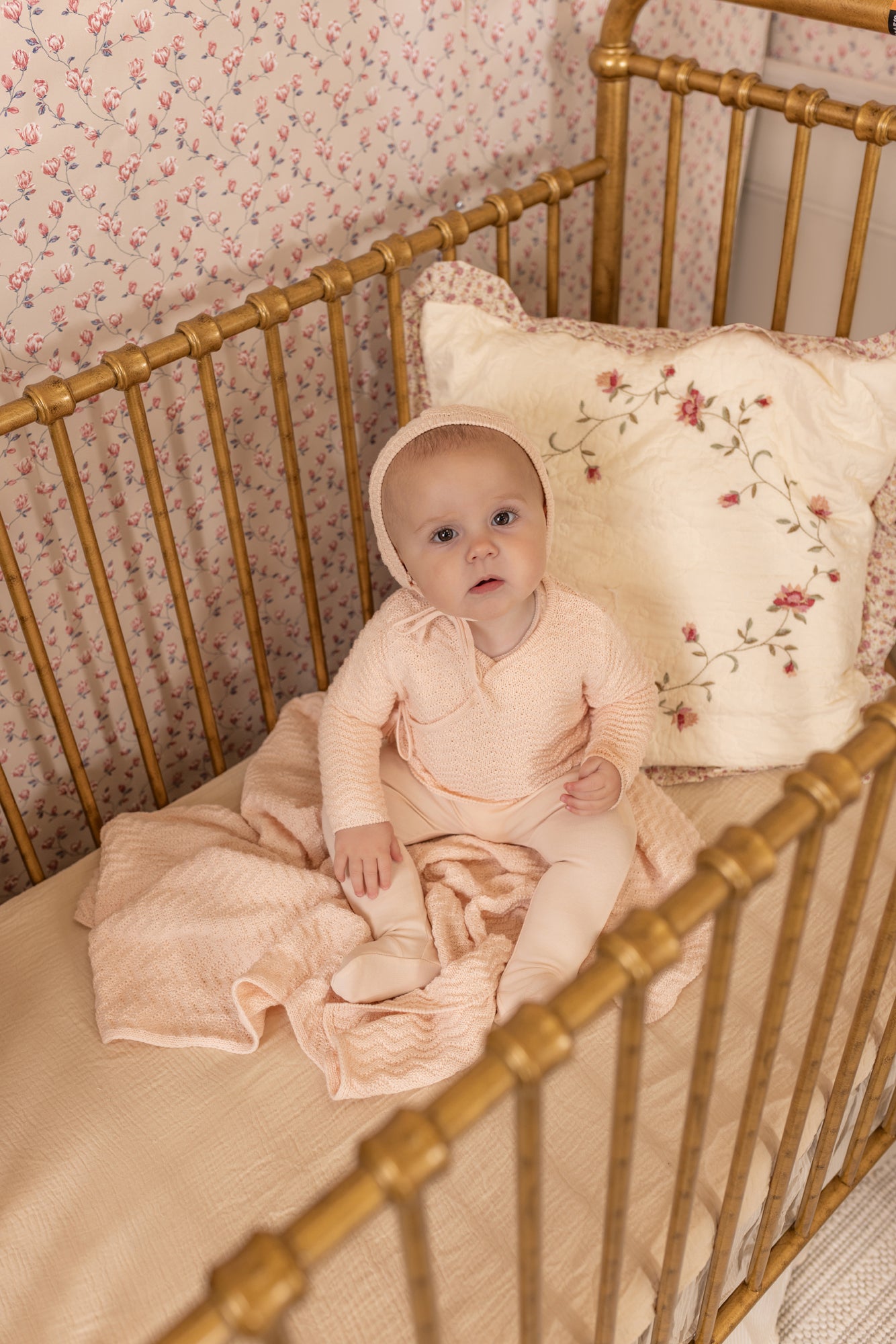 Heringbone Cardigan Layette - Pearly Pink