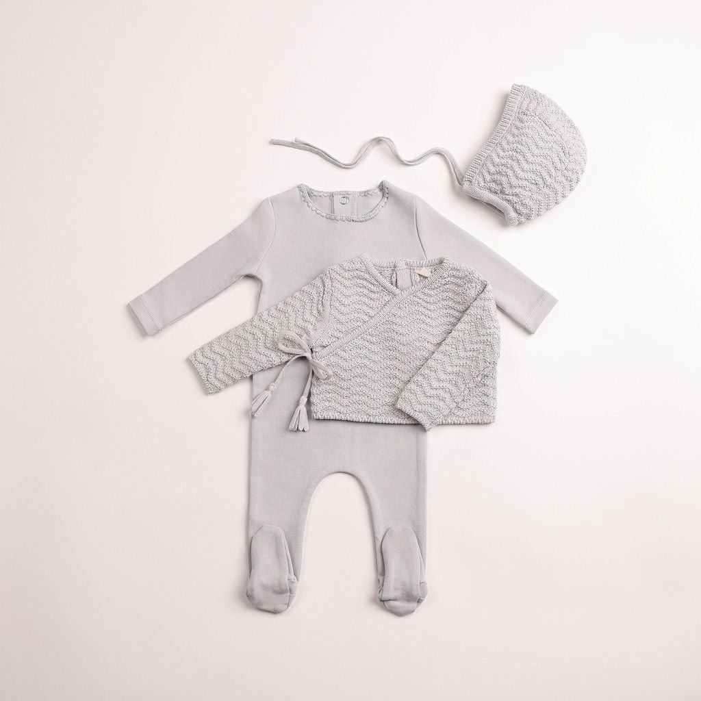 Heringbone Cardigan Footie - fortress