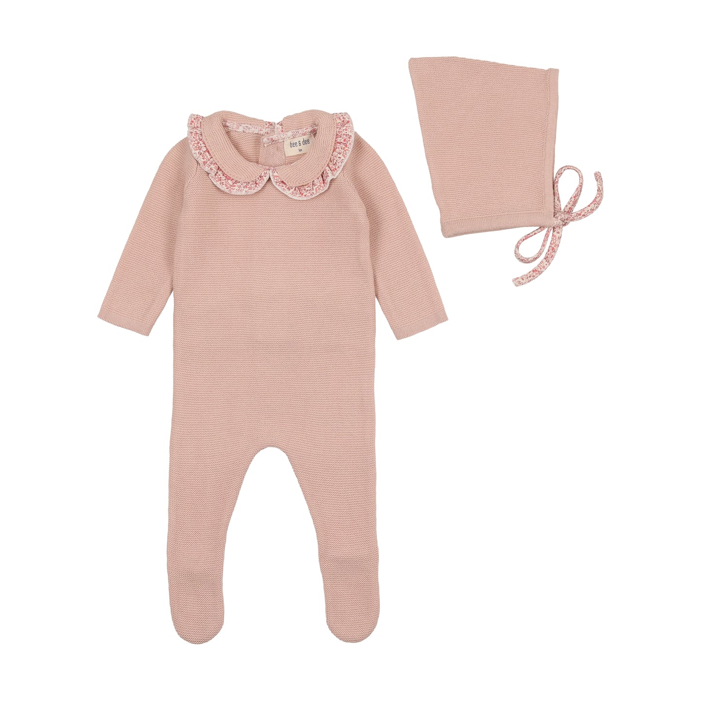 Knit Footie With Ditsy Collar