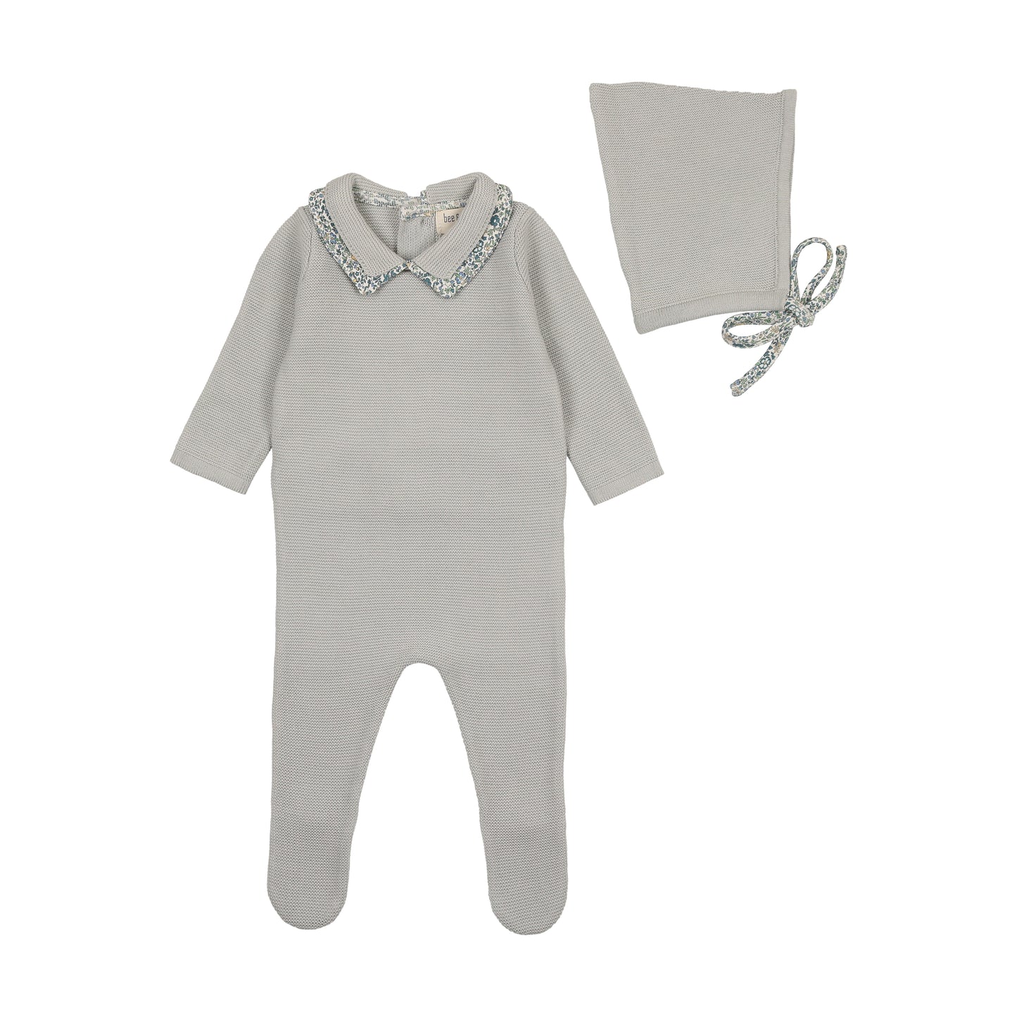 Knit Footie With Ditsy Collar