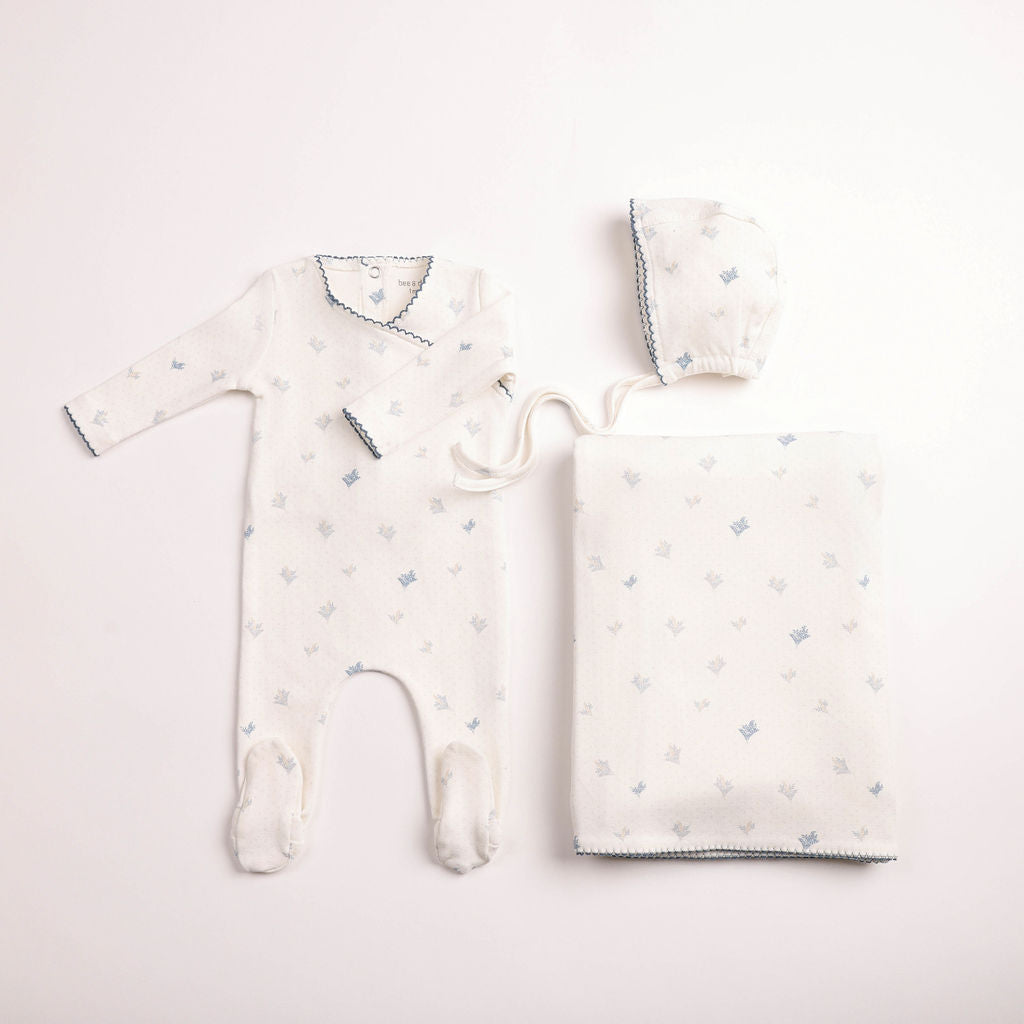 Little Bouquets Print Footie - chalk-white-boys