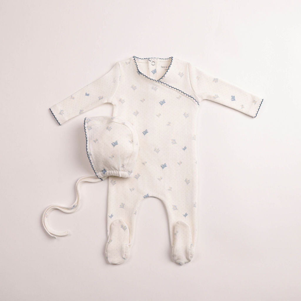 Little Bouquets Print Footie - Chalk White Boys