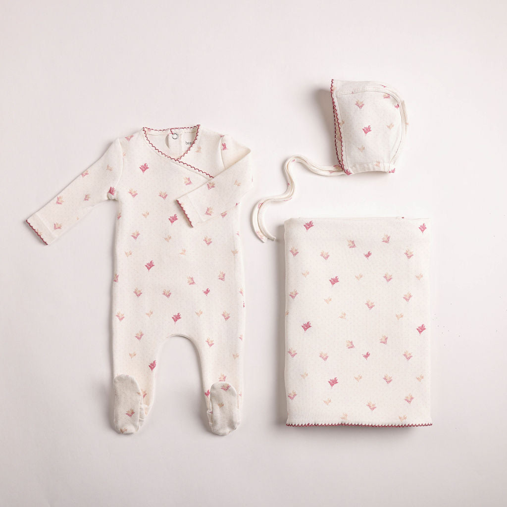 Little Bouquets Print Footie - chalk-white-girls