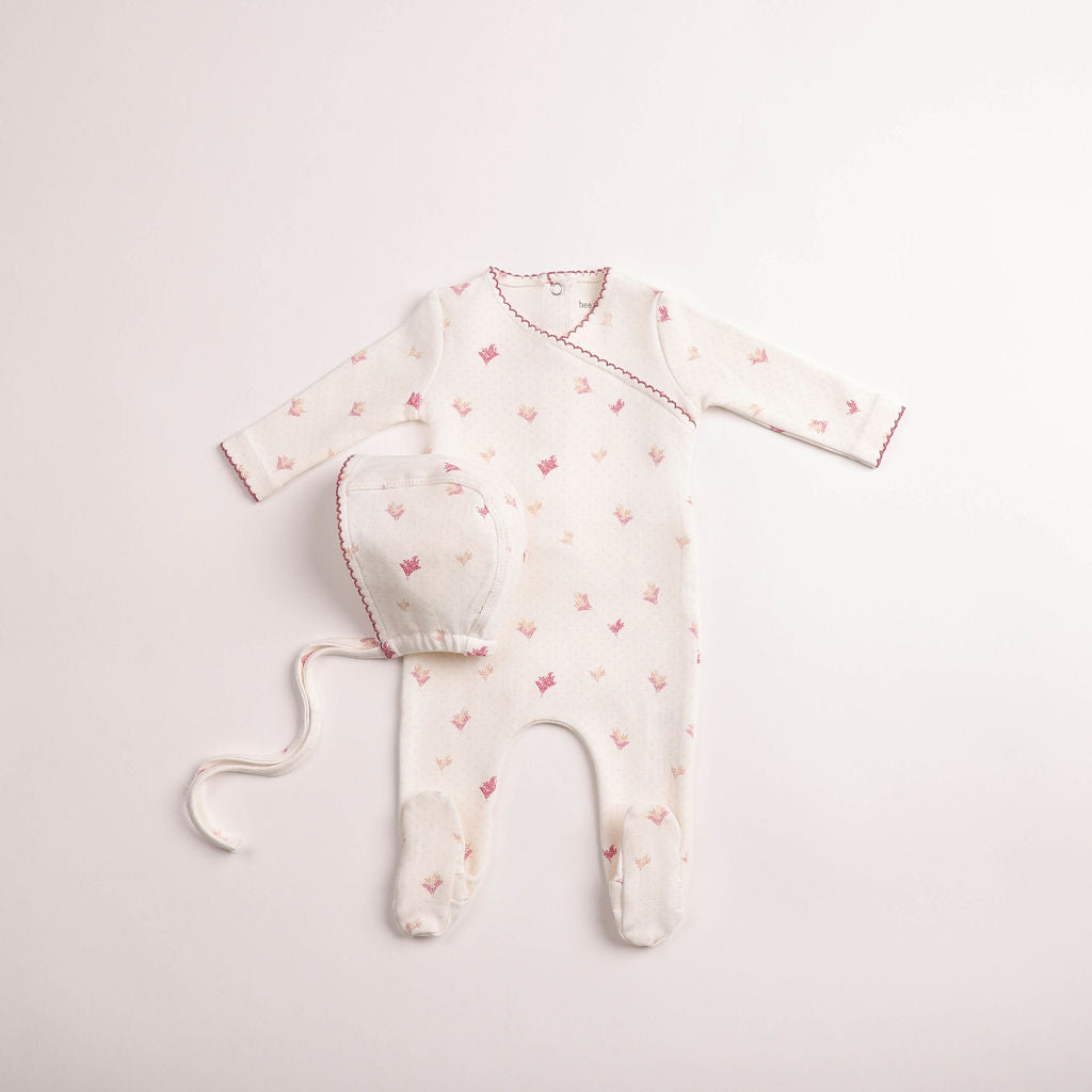 Little Bouquets Print Footie - Chalk White Girls
