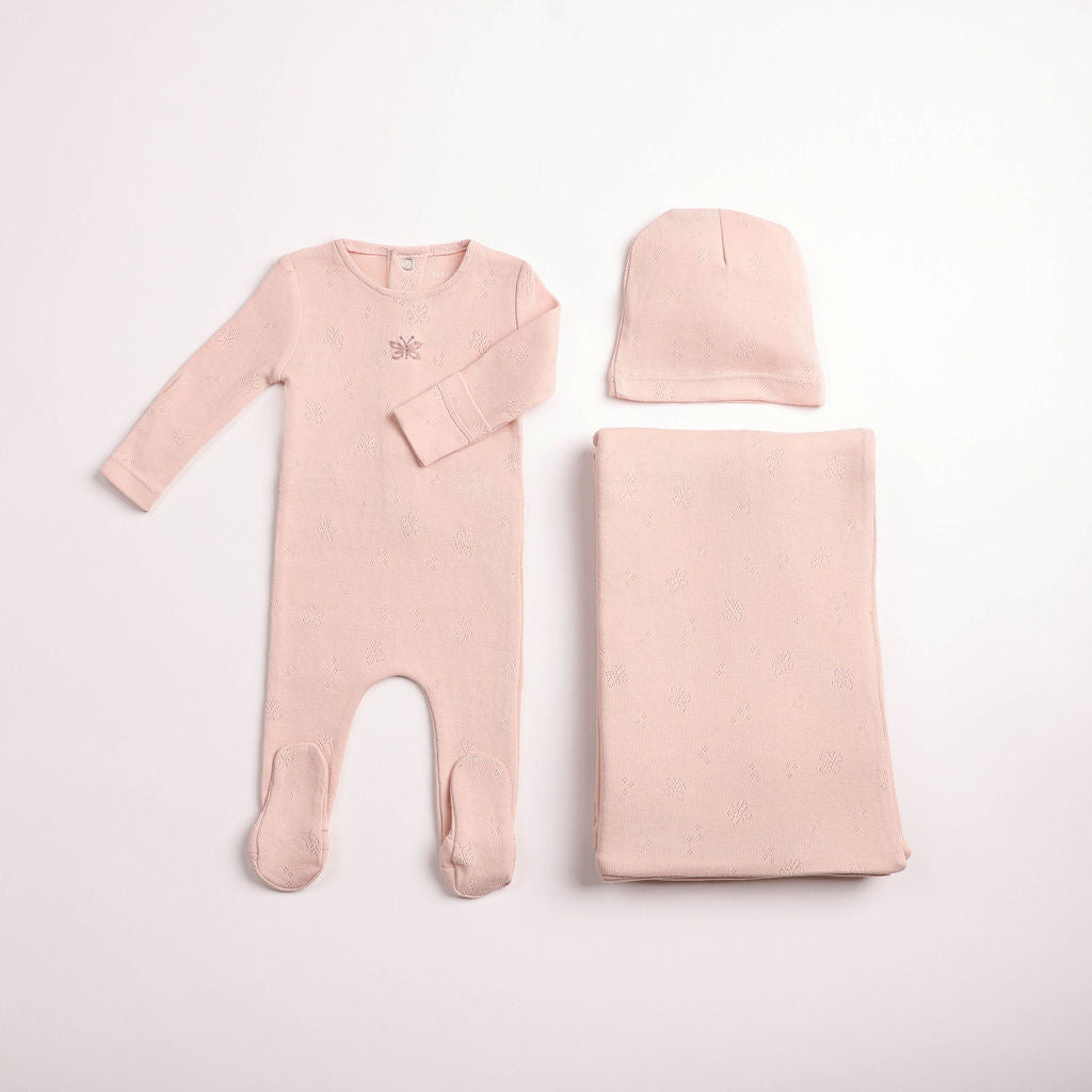 Little Wings Pointelle Footie - caramel