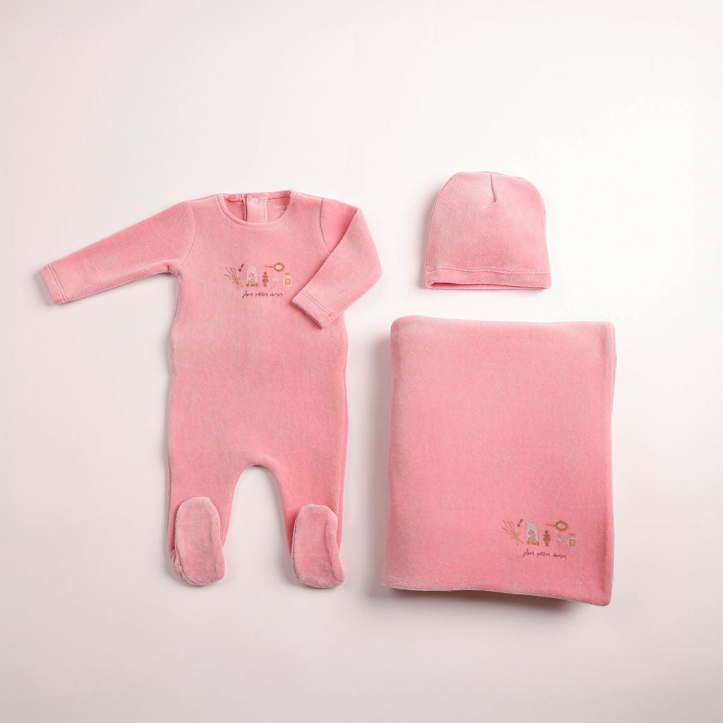 Paraphenalia velour Footie - dark rose