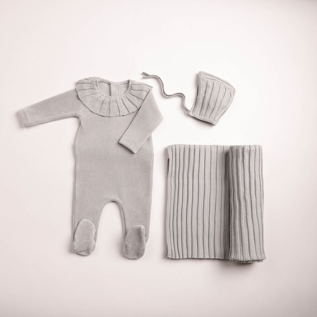 Pleated Knit Footie - London Fog