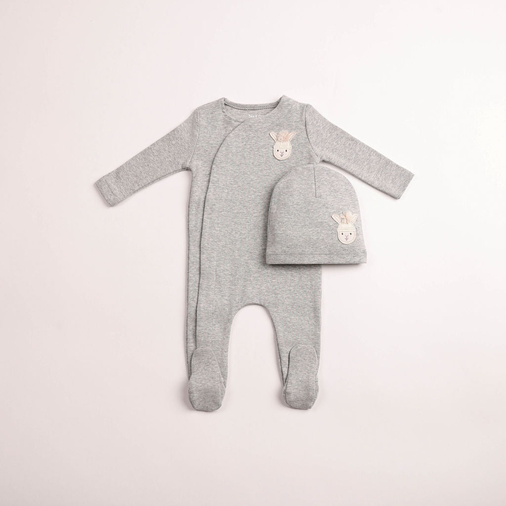 Pompom Bunny Wrap - grey-heather