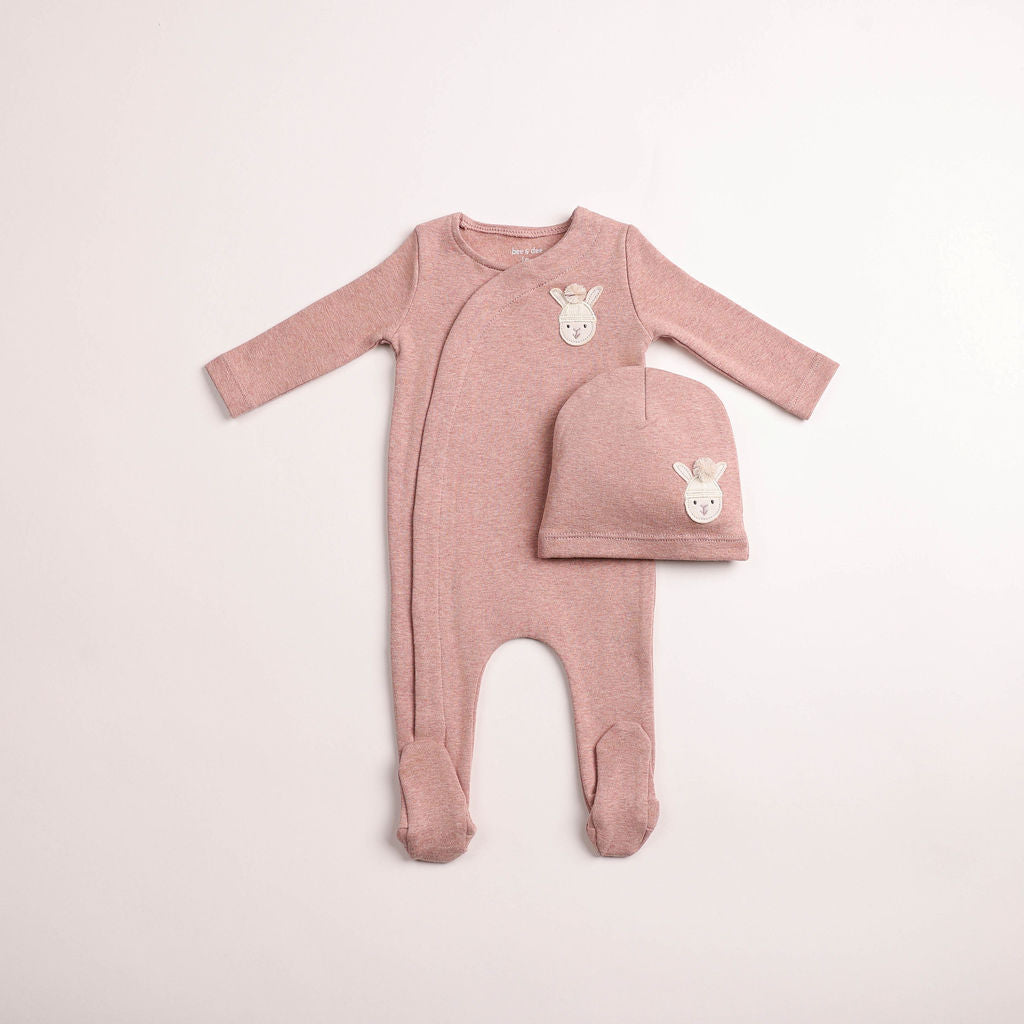 Pompom Bunny Wrap - pink-heather
