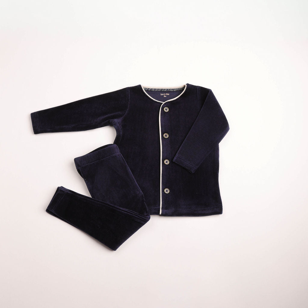 Prim Trim Velour Loungewear - captain-blue