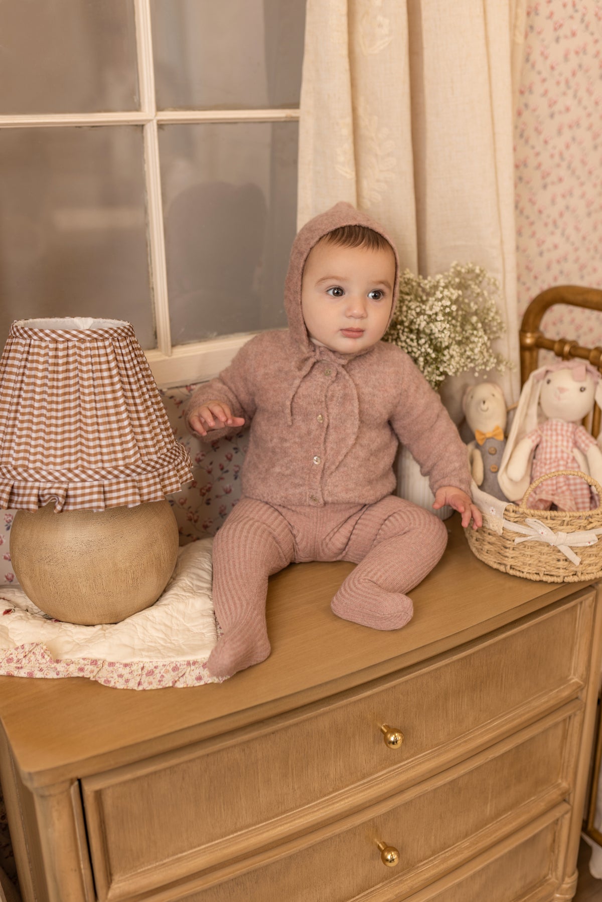Textured Wool Ensemble - Old Rose