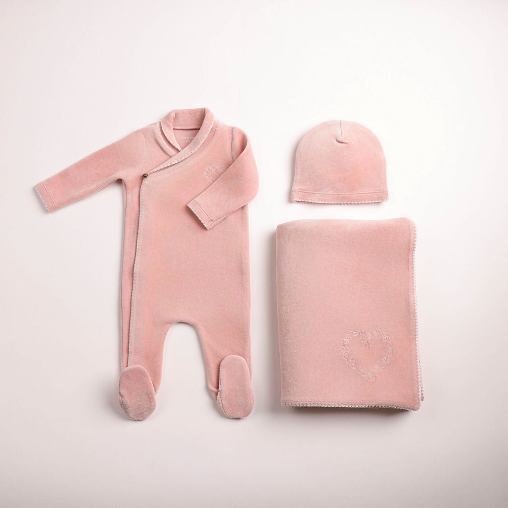Timeless Classic velour Footie - dusty-pink