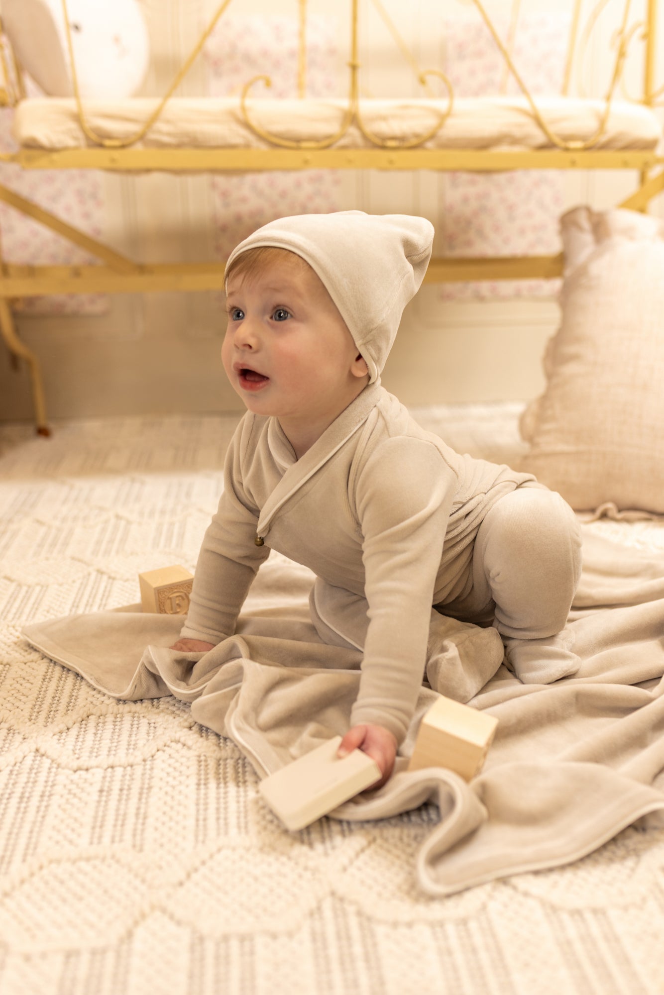 Timeless Classic Velour Layette - Flint Grey