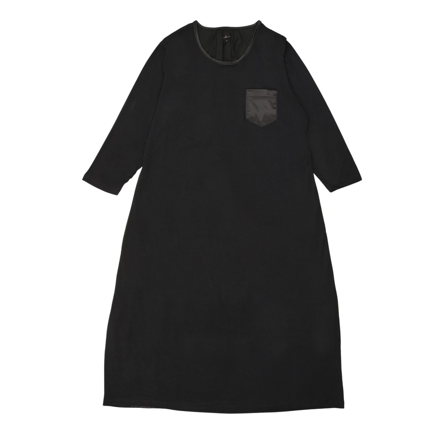 Black Satin Accent Long Sleeve Nightshirt