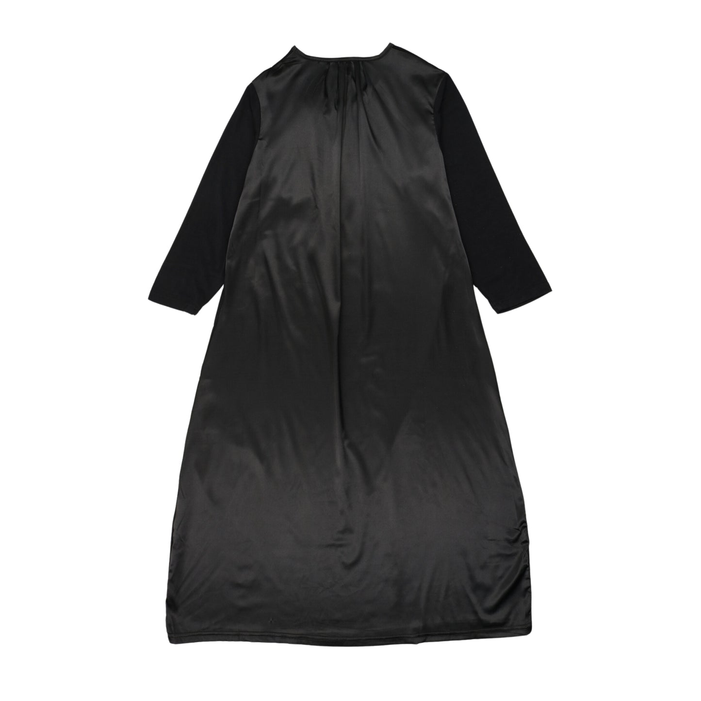 Black Satin Accent Long Sleeve Nightshirt