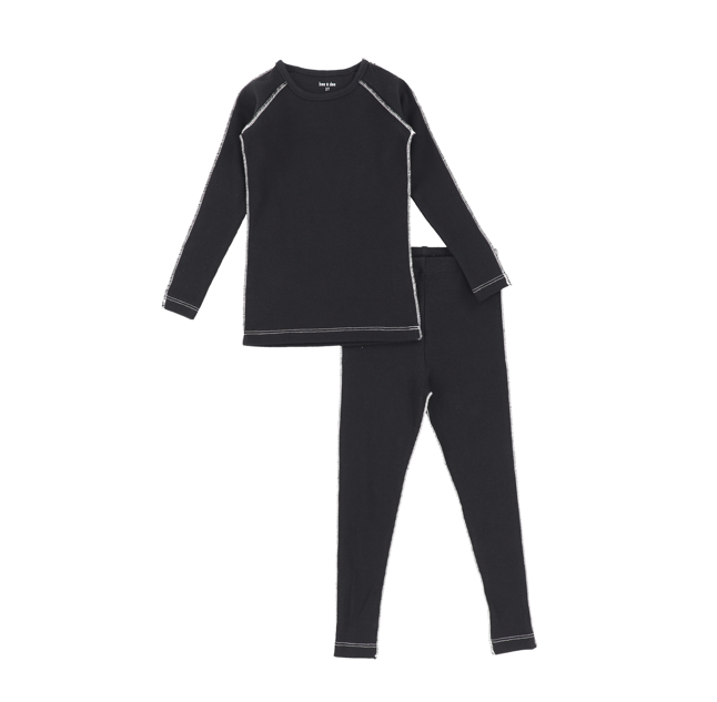 Classic Black Contrast Rib Loungewear