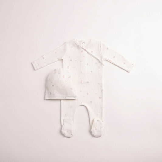 All Things Baby Printed Footie - Chalk White Girls