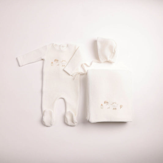 All Things Baby Velour Layette - Chalk White Boys