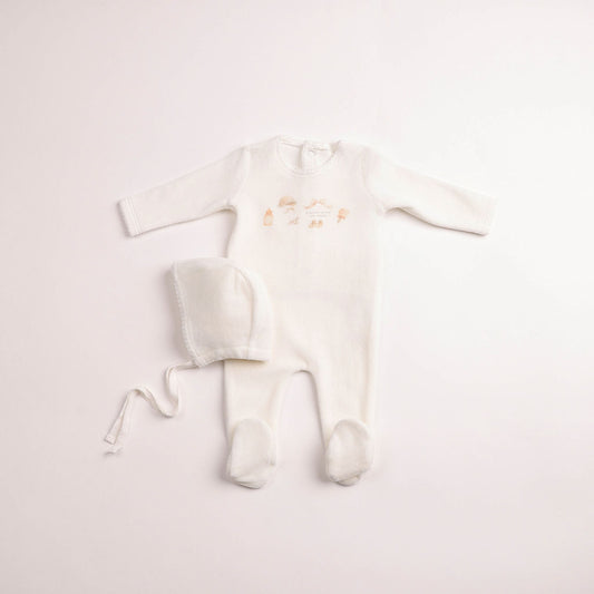 All Things Baby Velour Footie - Chalk White Girls