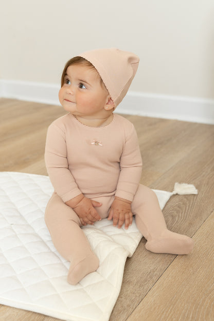 Classic Ribbed Footie with Bow Detail