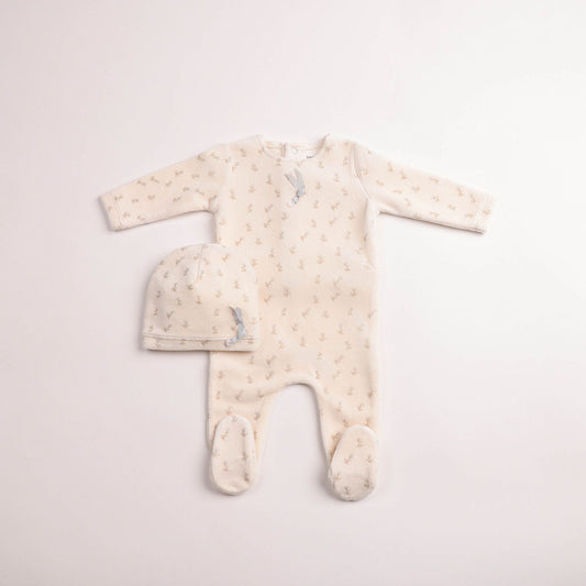 Blossoms Print Velour Footie