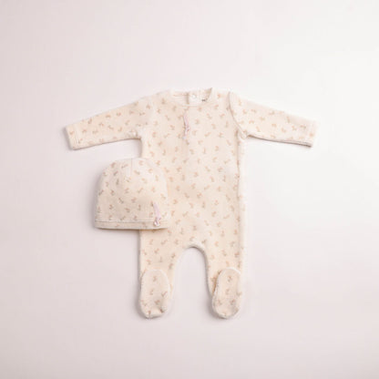 Blossoms Print Velour Footie