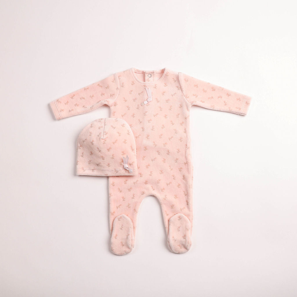 Blossoms Print Velour Footie