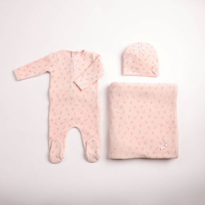 Blossoms Print Velour Footie