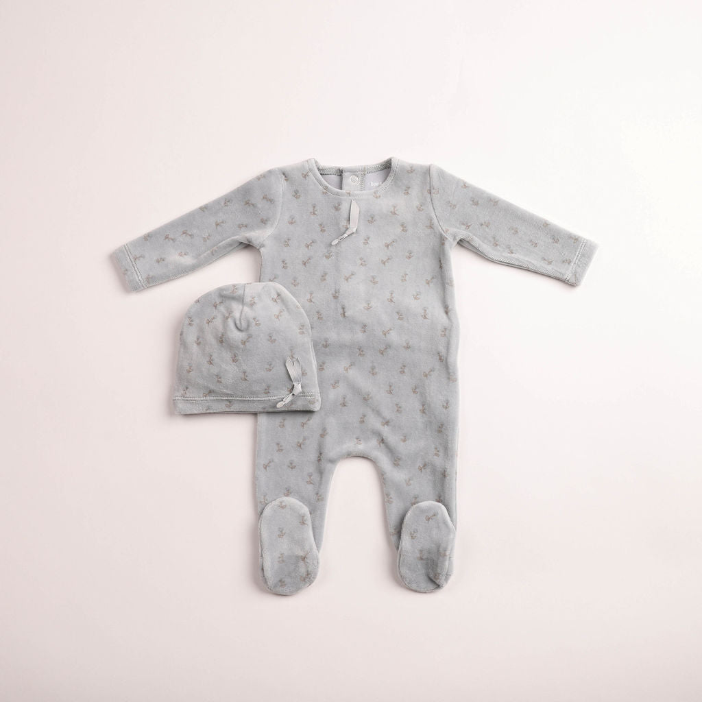 Blossoms Print Velour Footie