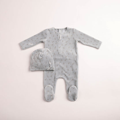 Blossoms Print Velour Footie