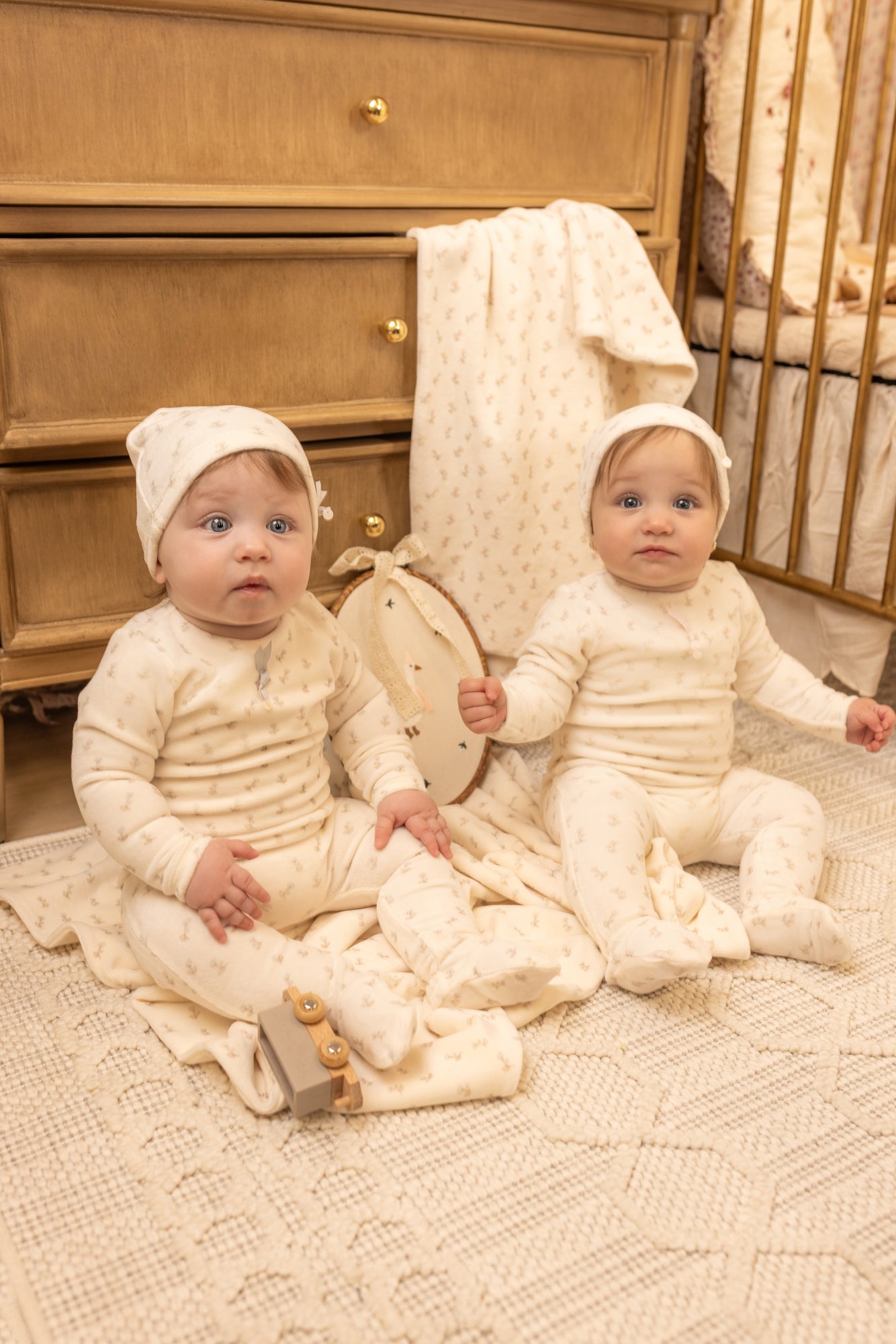 Blossoms Print Velour Layette - Pearly Pink
