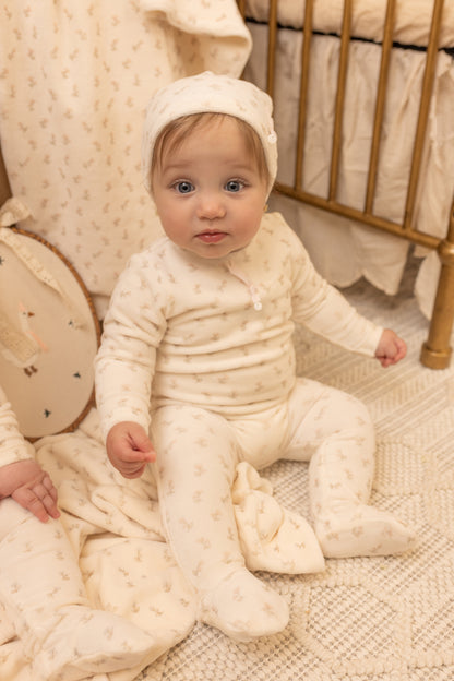 Blossoms Print Velour Layette - Pearly Pink