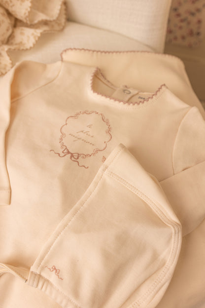 Botanical Crest Footie - Cream Boys