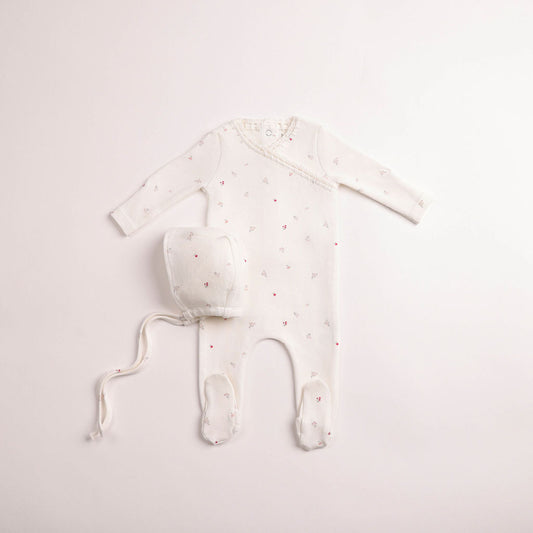 Boutique Delicata Floral Footie - Linen Girls