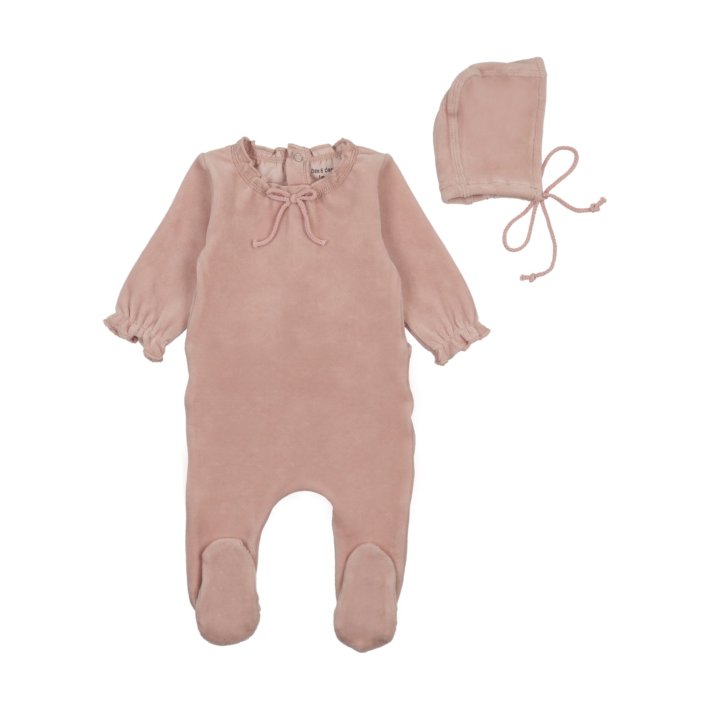 Bow Neck Velour Footie