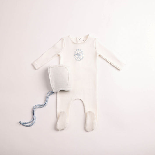 Butterfly Motif Footie - Chalk White Boys