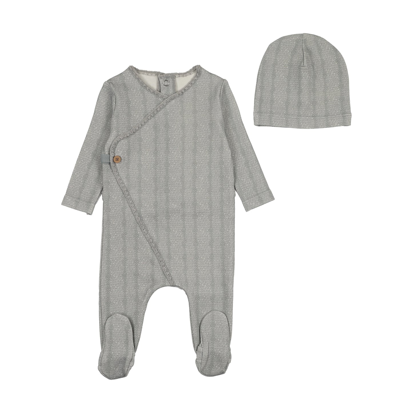 Lilette Brushed Cotton Wrapover Footie - Dusty Blue main image 0