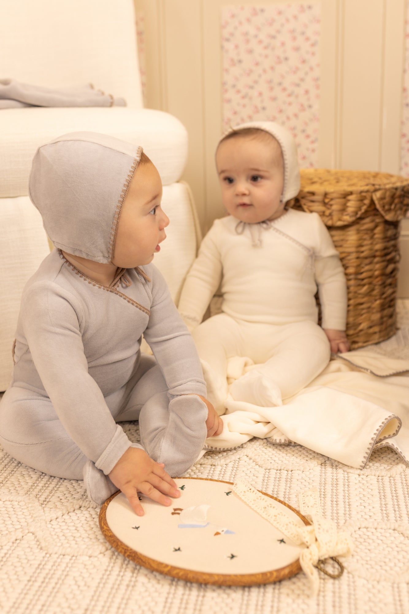 Classic Stitch Velour Layette - Rose
