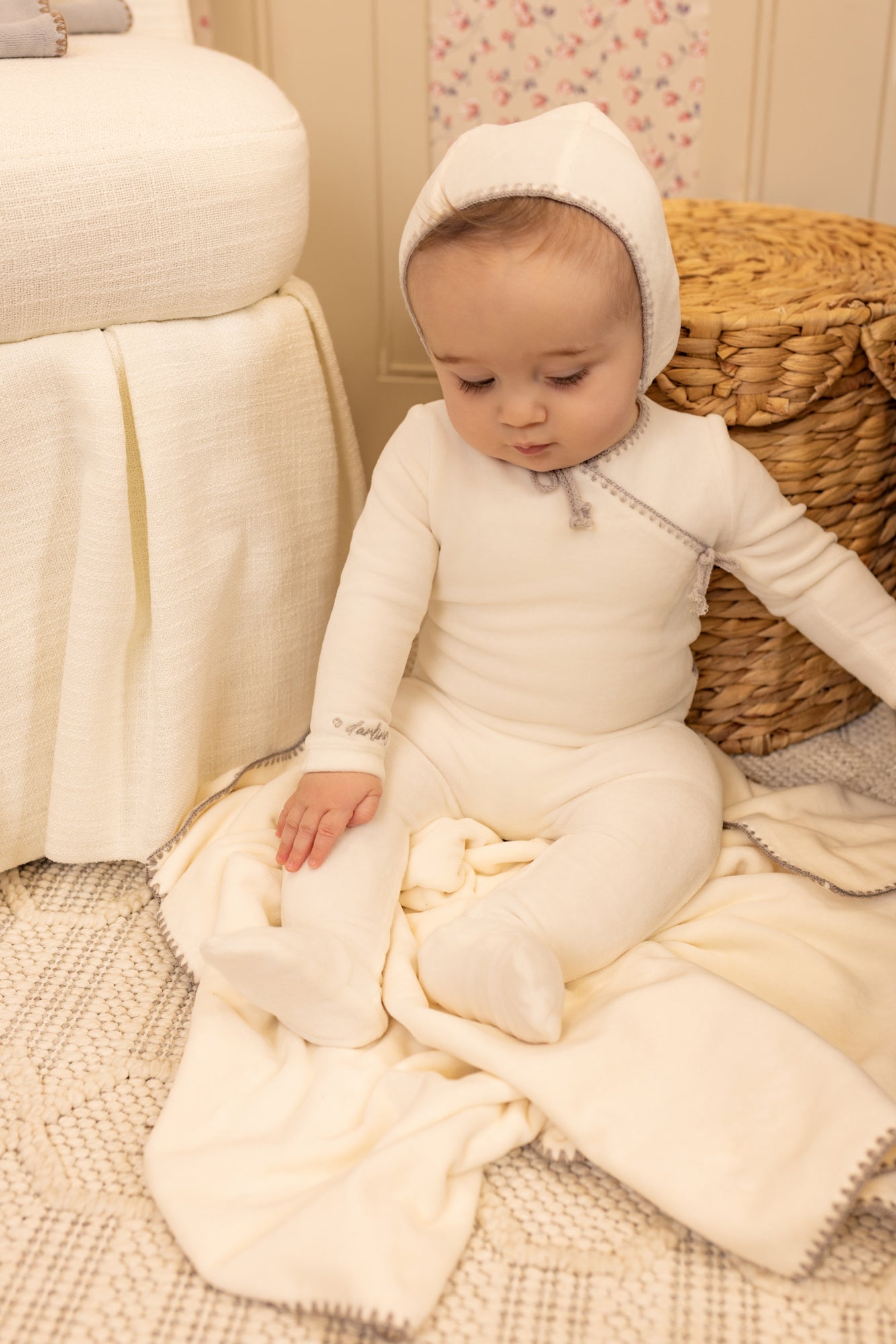 Classic Stitch Velour Layette - Rose