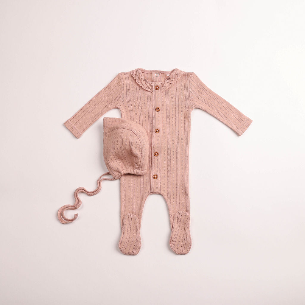 Crochet Trim Pointelle Footie