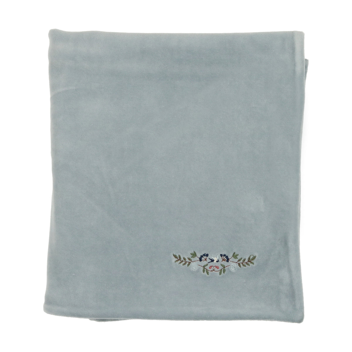 Embroidered Flowers Velour Blanket