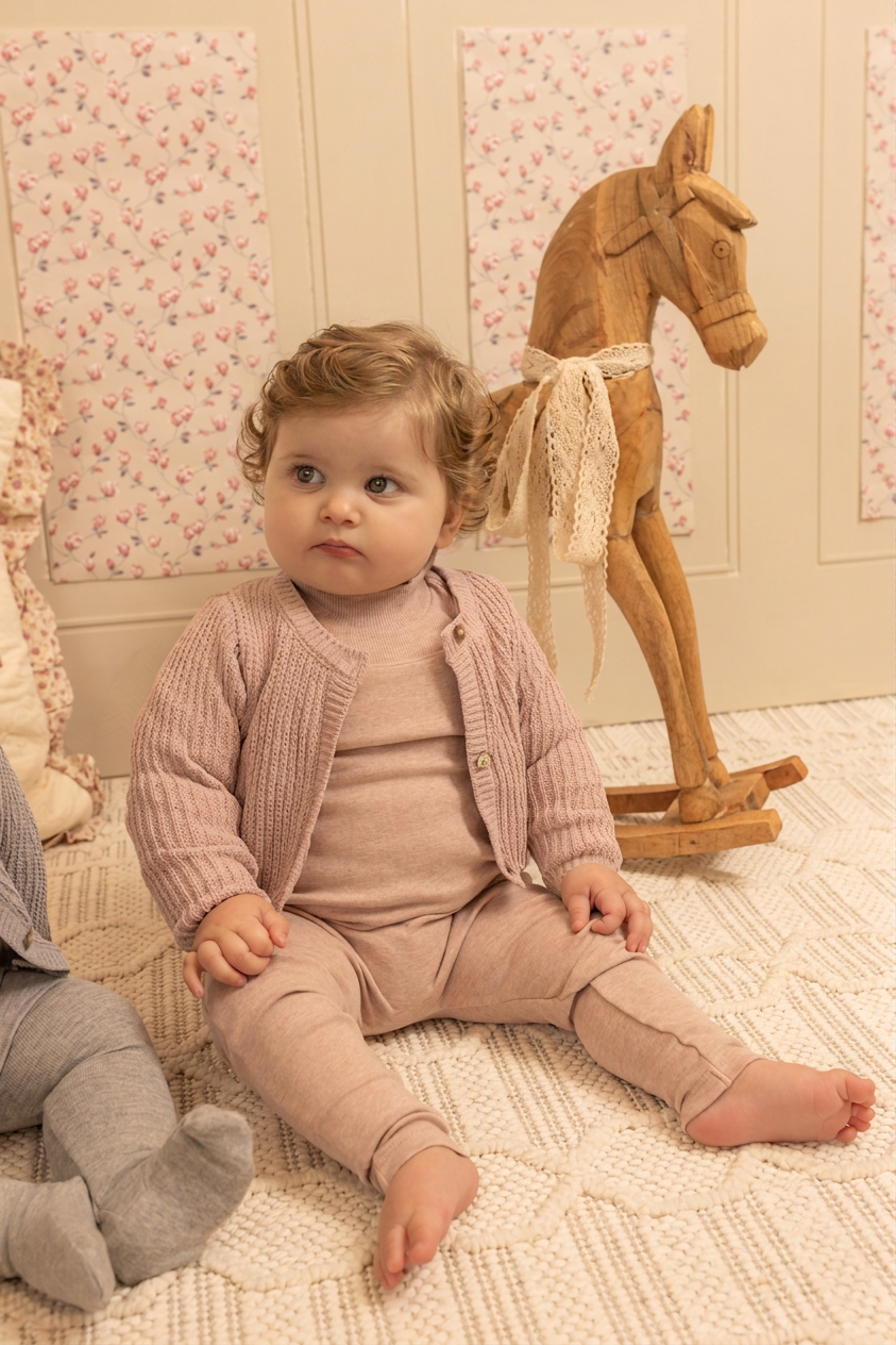 Chenille Cardigan Overall - Mid Grey